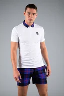 Koszulki sportowe męskie - Koszulka męska Hydrogen  Tartan Zipped Tech Polo White (Purple/Black) L - miniaturka - grafika 1