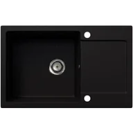 Zlewozmywaki - EOS Zlewozmywak granitowy LOJA czarny brokat srebrny z ociekaczem - miniaturka - grafika 1