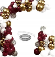 Balony i akcesoria - ZESTAW DEKORACJI GIRLANDA BORDOWY ZŁOTY BIAŁY BALONY dekoracje na urodziny - miniaturka - grafika 1