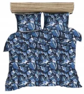 Pościel - pościel bawełna deLUX 200x200 + 2 poszewki B 269-8 palma i hibiskus granat - miniaturka - grafika 1