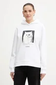 Bluzy damskie - Karl Lagerfeld bluza damska kolor biały z kapturem z nadrukiem B1W20012 - miniaturka - grafika 1