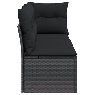 Sofa ogrodowa z poduszkami, 3-osobowa, czarna, polirattan Lumarko! - Sofy ogrodowe - miniaturka - grafika 4