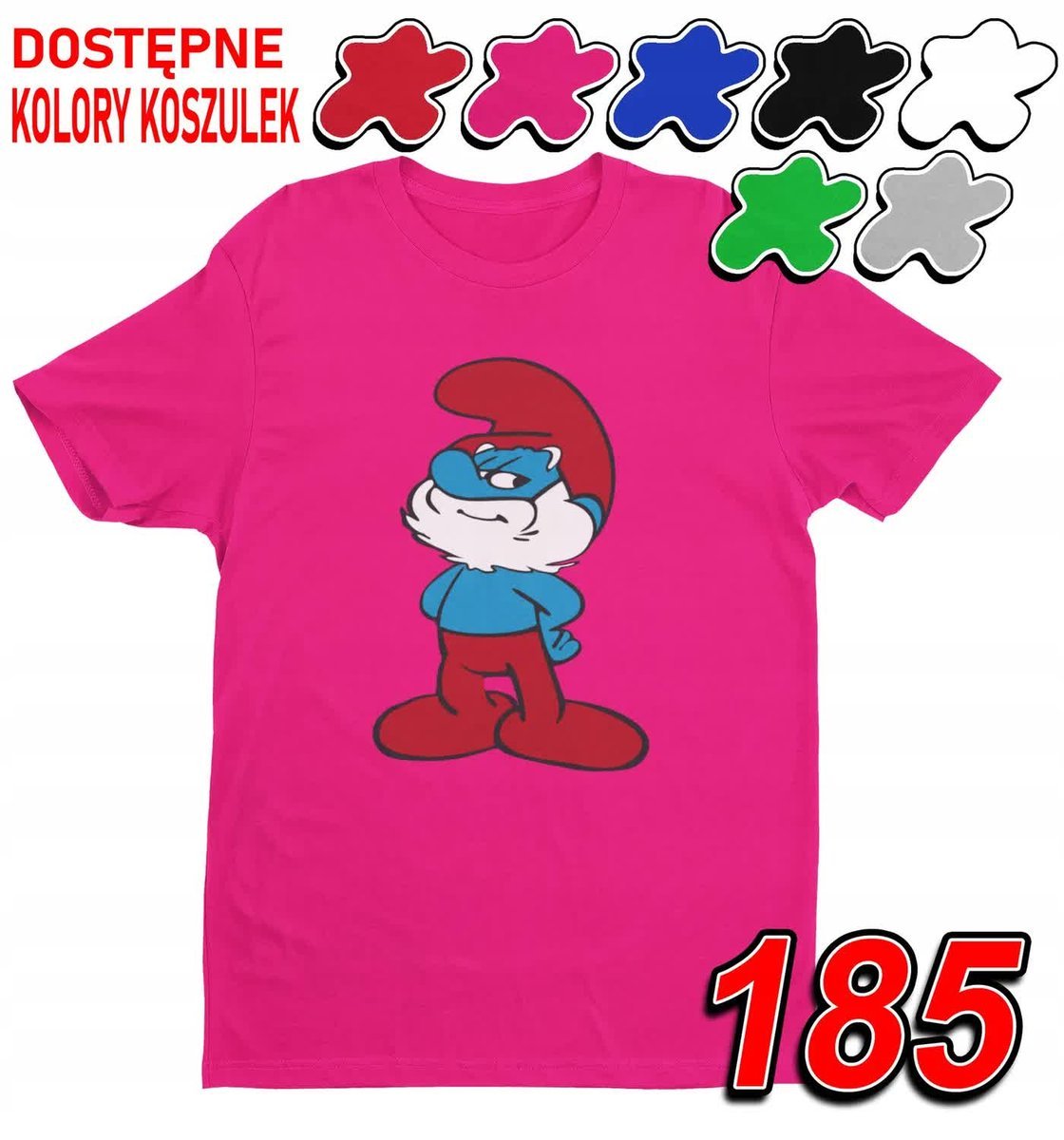 Dziecięca Koszulka T-Shirt Z Nadrukiem Duży Wybór Papa Smerf -M 134-140