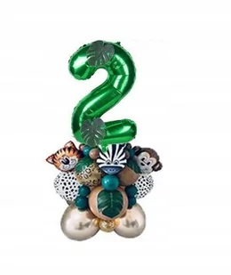 ZESTAW BALONY CYFRA 2 ZOO ZIELONE ZŁOTE URODZINY - Balony i akcesoria ZESTAW BALONY CYFRA 2 ZOO ZIELONE ZŁOTE URODZINY - Balony i akcesoria - miniaturka - grafika 1