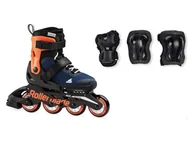 Rolki - Rolki Rollerblade Combo Midnight Blue / Warm Orange + ochraniacze - 33-36,5 - miniaturka - grafika 1
