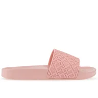 Buty sportowe damskie - Klapki Tommy Hilfiger Monogram Pool FW0FW06987-TQS - różowe - miniaturka - grafika 1