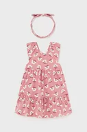 Sukienki i spódniczki dla dziewczynek - Mayoral sukienka bawełniana niemowlęca kolor różowy mini rozkloszowana - miniaturka - grafika 1