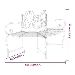 Ławka pod drzewo, 150 cm, czarna, stalowa - Ławki ogrodowe - miniaturka - grafika 7