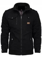 Kurtki męskie - KURTKA MĘSKA PRZEJŚCIOWA PILOTKA BAWEŁNIANA WIOSNA JESIEŃ CZARNA 014 - M - miniaturka - grafika 1