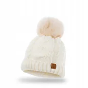 Czapki damskie - NANDY czapka z pomponem warkocz ciepła dziecięca - miniaturka - grafika 1