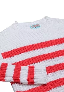 Libbi Damski sweter w paski WOLLBIAŁY Koral XS/S - Swetry damskie - miniaturka - grafika 1