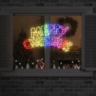 Ozdoby bożonarodzeniowe - vidaXL Znak Świąteczny z 240 diodami LED Wielokolorowe 100 x 50 cm PVC - miniaturka - grafika 1