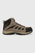 Buty trekkingowe męskie - Columbia buty Crestwood Mid Waterproof męskie kolor brązowy - miniaturka - grafika 1