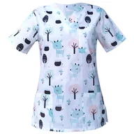 Odzież medyczna - Bluza medyczna damska fartuch kolorowy wzorek 1475 XL - miniaturka - grafika 1