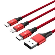Kable komputerowe i do monitorów - Unitek 3-in-1 USB Charging Cable C4049RD C4049RD - miniaturka - grafika 1