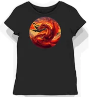 Koszulki i topy damskie - Koszulka damska czarna z nadrukiem czerwonego smoka XXL - miniaturka - grafika 1