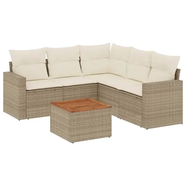 Zestaw mebli ogrodowych modułowych rattan PE beżowy 62x62x69 cm