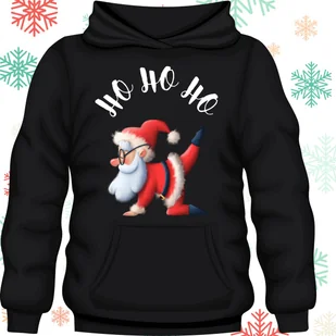 Bluza uniwersalna typu kangurka z kapturem Ho Ho Ho Mikołaj rozmiar 2XL czarna świąteczna - Bluzy męskie - miniaturka - grafika 1