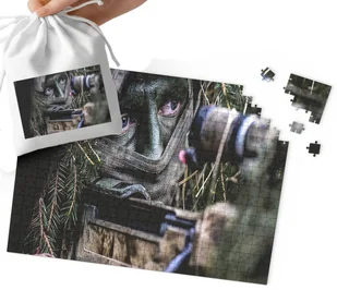 PUZZLE - WOJSKO CZOŁGI MILITARIA WZORY DLA CHŁOPCA 24el + WORECZEK - Puzzle - miniaturka - grafika 1