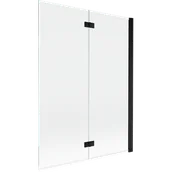 Parawany nawannowe - Mexen Mist parawan nawannowy 2-skrzydłowy prawy 130 x 150 cm, transparent, czarny - 8A9-130-002-70-00-P - miniaturka - grafika 1