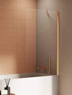 Parawan nawannowy New Trendy New Soleo 60x140 1-częściowy stały uniwersalny złoty szczotkowany P-0183 - Parawany nawannowe - miniaturka - grafika 1