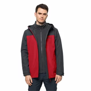 Kurtki męskie - Męska kurtka Jack Wolfskin TAUBENBERG 3IN1 JKT M adrenaline red - S - grafika 1