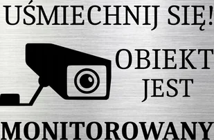 Tabliczka aluminiowa Obiekt Monitorowany Uśmiech 15x10 Nierdzewna - Tablice i flipcharty - miniaturka - grafika 1