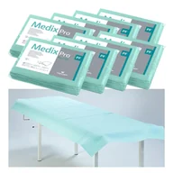 Kosmetyczne akcesoria jednorazowe - Prześcieradło jednorazowe 77cm x 210cm zielone podfoliowane 54g MedixPro 40szt - miniaturka - grafika 1