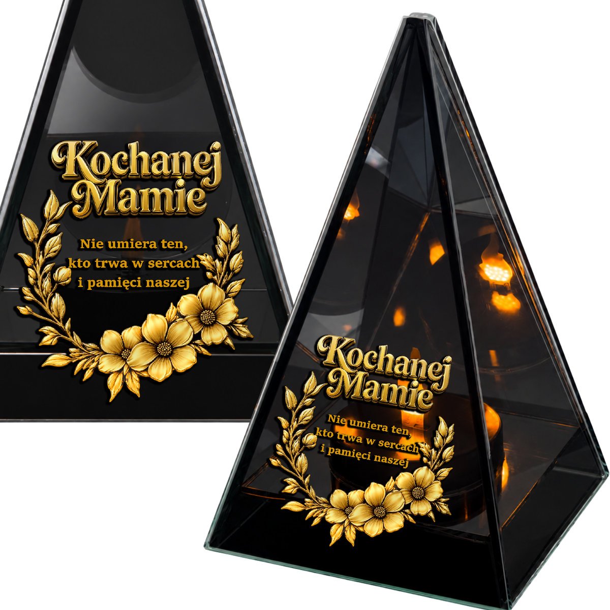 Znicz Lustrzany Lampion Solarny 3D Nadruk UV na Dzień Matki Elegancki