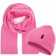 Czapki damskie - Komplet Zimowy Damski Ciepły Czapka + Szalik Szal Zestaw Wełna Merino 55-60 - miniaturka - grafika 1