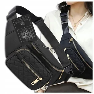 Nerka Damska Czarna Pojemna miejska Wodoodporna na pasku pikowana BAD&BAGS - Nerki Nerka Damska Czarna Pojemna miejska Wodoodporna na pasku pikowana BAD&BAGS - Nerki - miniaturka - grafika 1