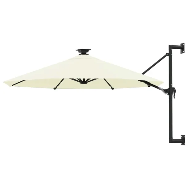 Parasol ścienno-ogrodowy 300x131 cm, piaskowy, UV, LED