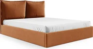 Łóżka - GUTTO Łóżko tapicerowane GLAM 200x200 metalowa rama z listew jasnobrązowy welurowa tkanina aksamitna z pojemnikiem na łóżko i schowkiem - miniaturka - grafika 1
