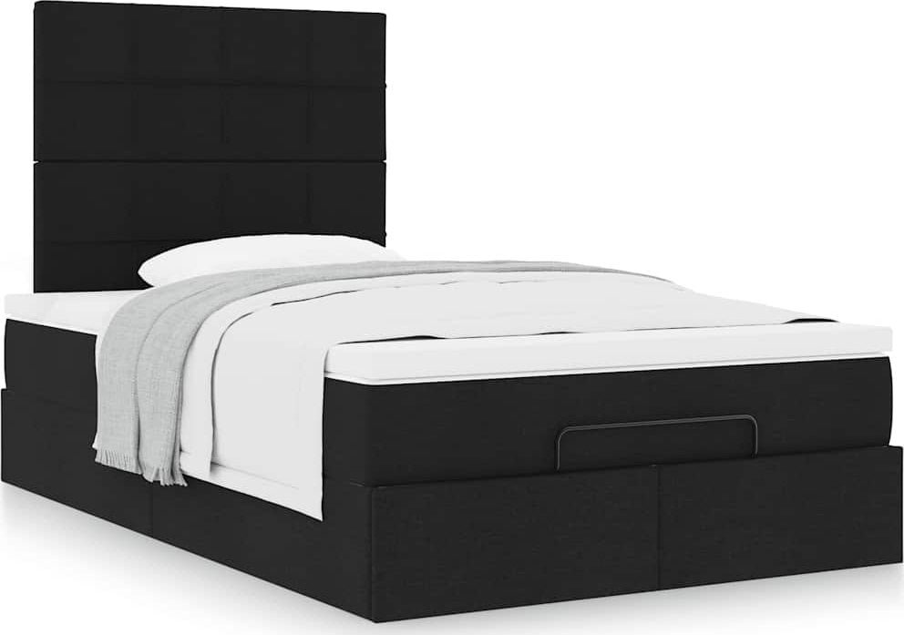 vidaXL vidaXL Rama łóżka otomana z materacem, czarna, 120x200 cm, tkanina