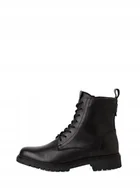 Botki damskie - TAMARIS CZARNE SKÓRZANE BOTKI Z PODESZWĄ Z ROWKAMI 38 6AA - miniaturka - grafika 1