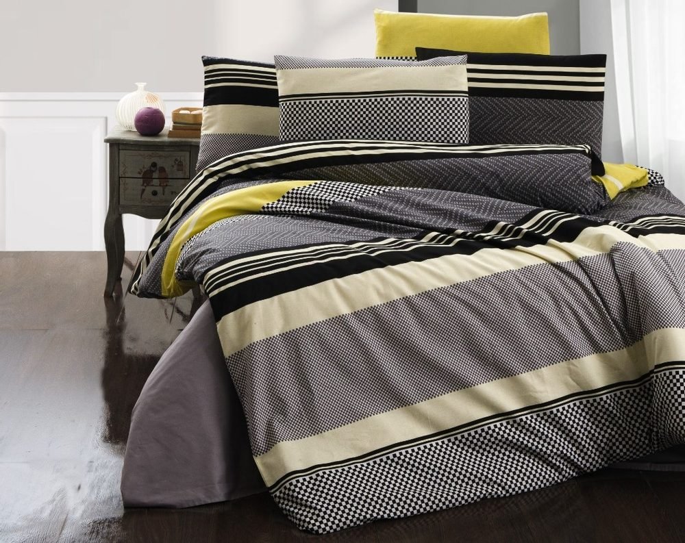 Rozszerzona pościel bawełniana 140x220, 70x90cm Racing żółta