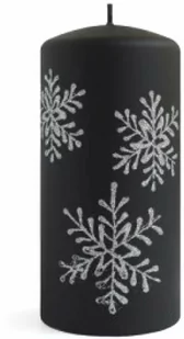 Świeca pieńkowa Płatek śniegu czarna - 80 x 140 mm - 1 szt. - Świece - miniaturka - grafika 1