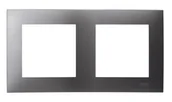 Gniazdka elektryczne - Ospel Szafir szary mat ramka podwójna - miniaturka - grafika 1