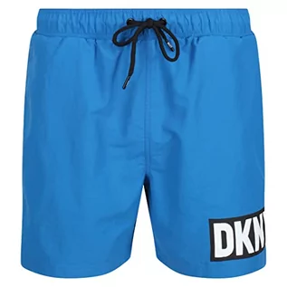 Spodenki damskie - DKNY Męskie kąpielówki/szorty w kolorze niebieskim, nylonowe, szybkoschnące szorty dla dorosłych, stroje kąpielowe ze sznurkiem i elastycznym pasem, NIEBIESKI, XL - grafika 1