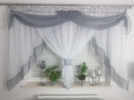 Firany - Firanka gotowa z lambrekinem- szara, gotowe firany do salonu - miniaturka - grafika 1