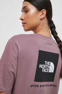Koszulki sportowe damskie - The North Face t-shirt bawełniany damski kolor fioletowy - miniaturka - grafika 1