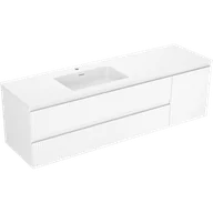 Szafki łazienkowe - Mexen Rivel szafka łazienkowa 160 cm z umywalką Otis lewą, 2S, 1D, ryflowana, biała mat - 91A23-16047-3-BBFFF01-W18L01 - miniaturka - grafika 1