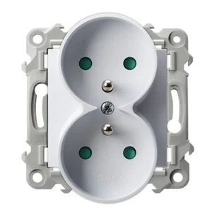 Ospel Gniazdo podwójne z/u przesłony torów SZAFIR - biały - Gniazdka elektryczne - miniaturka - grafika 1