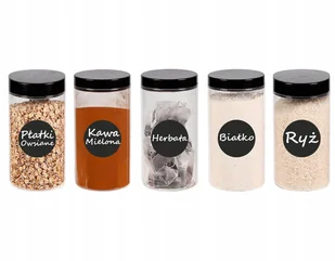 Pojemnik słoik plastikowy na żywność przyprawy 500ml 5 sztuk + etykiety - Pojemniki kuchenne - miniaturka - grafika 1