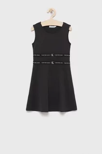 Sukienki - Calvin Klein Jeans Jeans sukienka dziecięca kolor czarny mini rozkloszowana - grafika 1