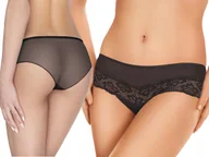 Bielizna nocna - Ewana 087 Koronkowe Prześwitujące Szorty Czarny XL - miniaturka - grafika 1