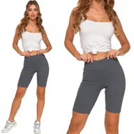Legginsy - Moraj Prążkowane Legginsy Kolarki z Wysokim Stanem 850-013 Grafit S/m - miniaturka - grafika 1