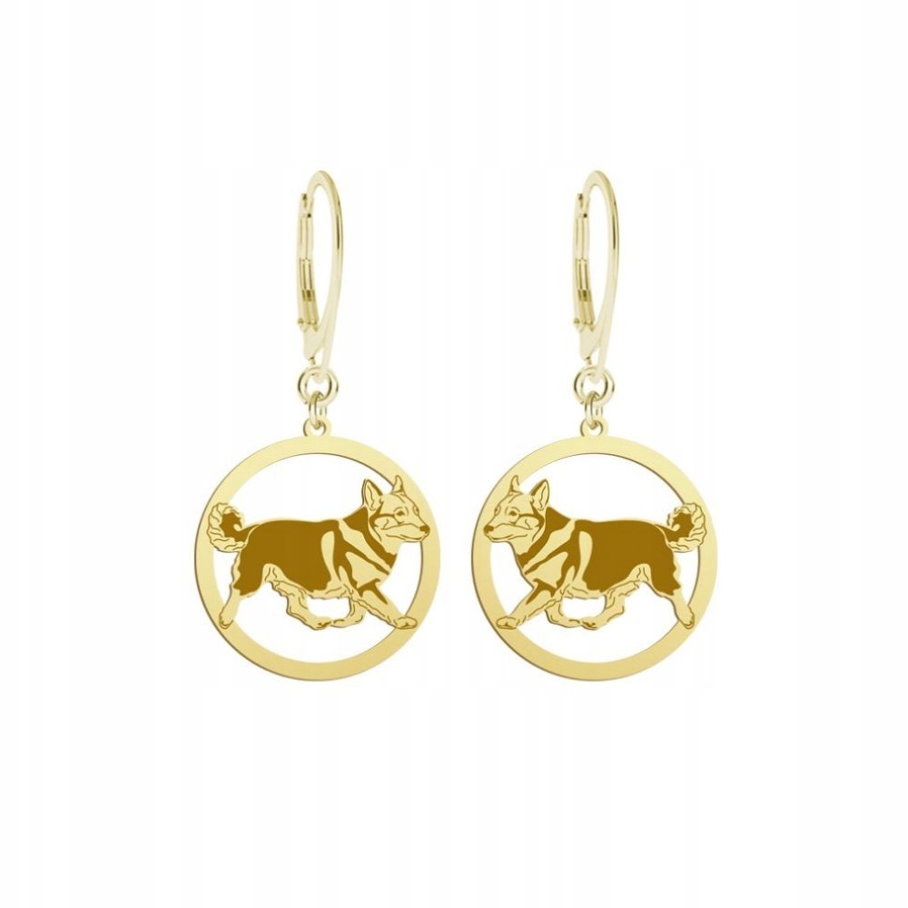 Kolczyki Złote z psem Swedish Vallhund 925 Biżuteria Kobieta GRAWER GRATIS