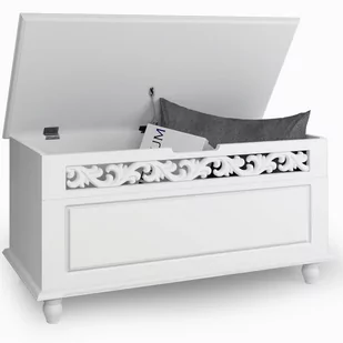 Kufer drewniany Jersey Biały 80x40x48cm - Inne meble do salonu - miniaturka - grafika 1