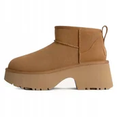 Botki damskie - UGG Classic Ultra Mini New Heights Chestnut brązowe rozmiar 37 - miniaturka - grafika 1